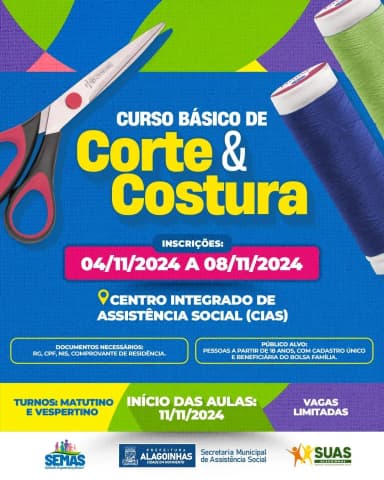 Imagem referente à notícia Semas abre inscrições para cursos de corte e costura