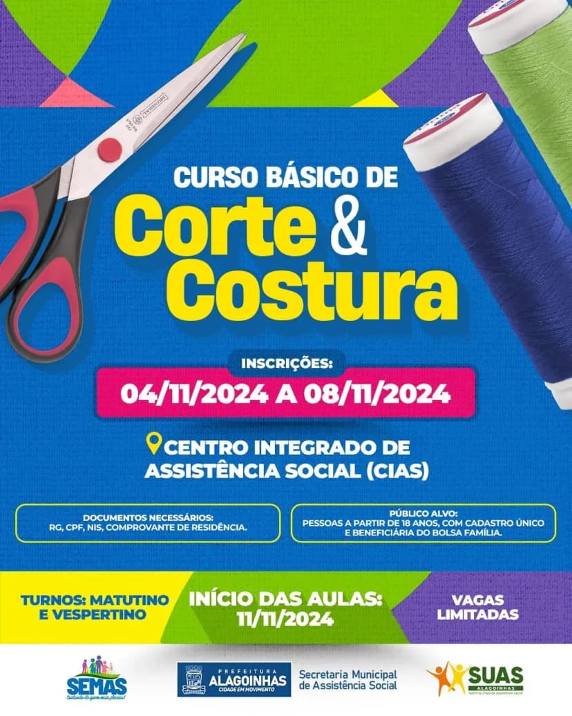 Imagem referente à notícia Semas abre inscrições para cursos de corte e costura