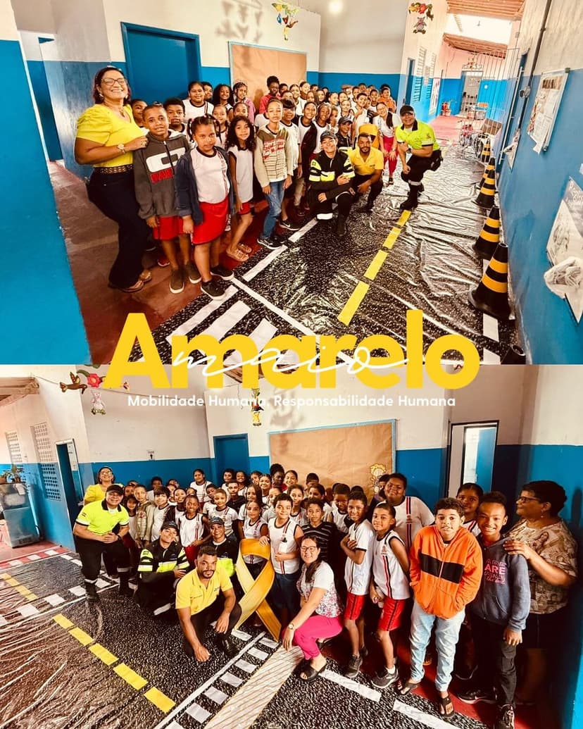 Imagem referente à notícia Formando Cidadãos Responsáveis: SMT Realiza Ação do Maio Amarelo na Escola Jardim Petrolar