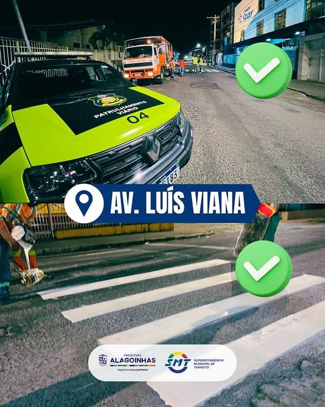 Imagem referente à notícia SMT Alagoinhas Realiza Operação Noturna de Sinalização Viária
