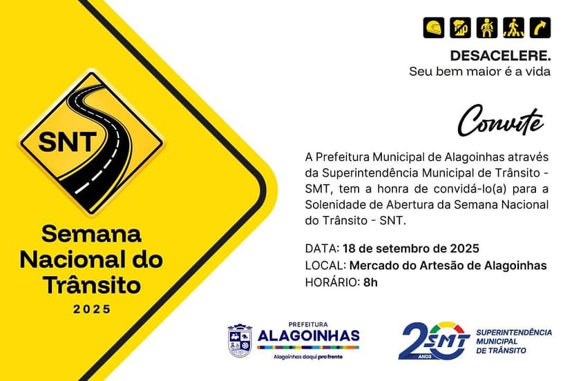 Imagem referente à notícia “Desacelere. Seu bem maior é a vida”: Semana Nacional do Trânsito 2025 em Alagoinhas