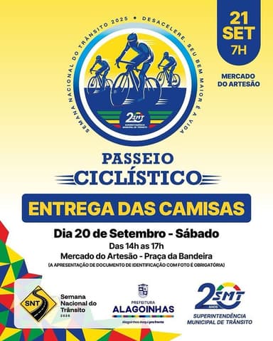 Imagem referente à notícia 💛 SMT Alagoinhas Convida para o Passeio Ciclístico e Sorteios da Semana Nacional do Trânsito